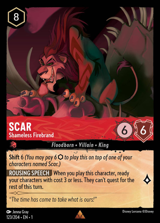 Scar - Shameless Firebrand - Rare Normal Disney Lorcana card from The First Chapter