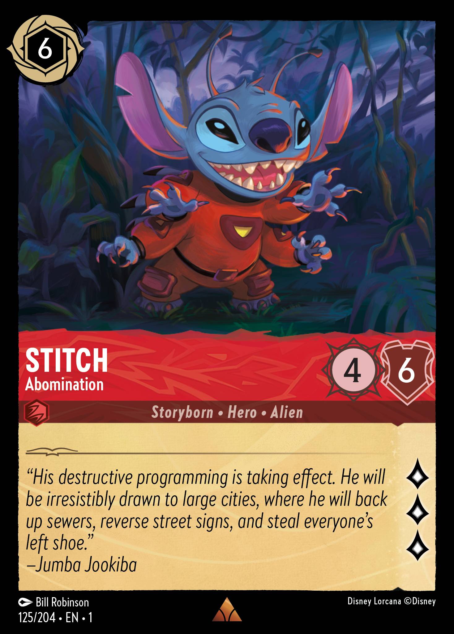 Stitch - Abomination - Rare Normal Disney Lorcana card from The First Chapter