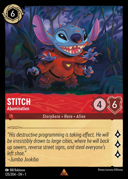 Stitch - Abomination - Rare Normal Disney Lorcana card from The First Chapter
