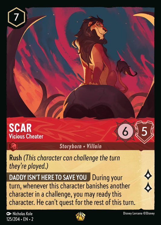 Scar - Vicious Cheater - Legendary Normal Disney Lorcana card from Rise of the Floodborn