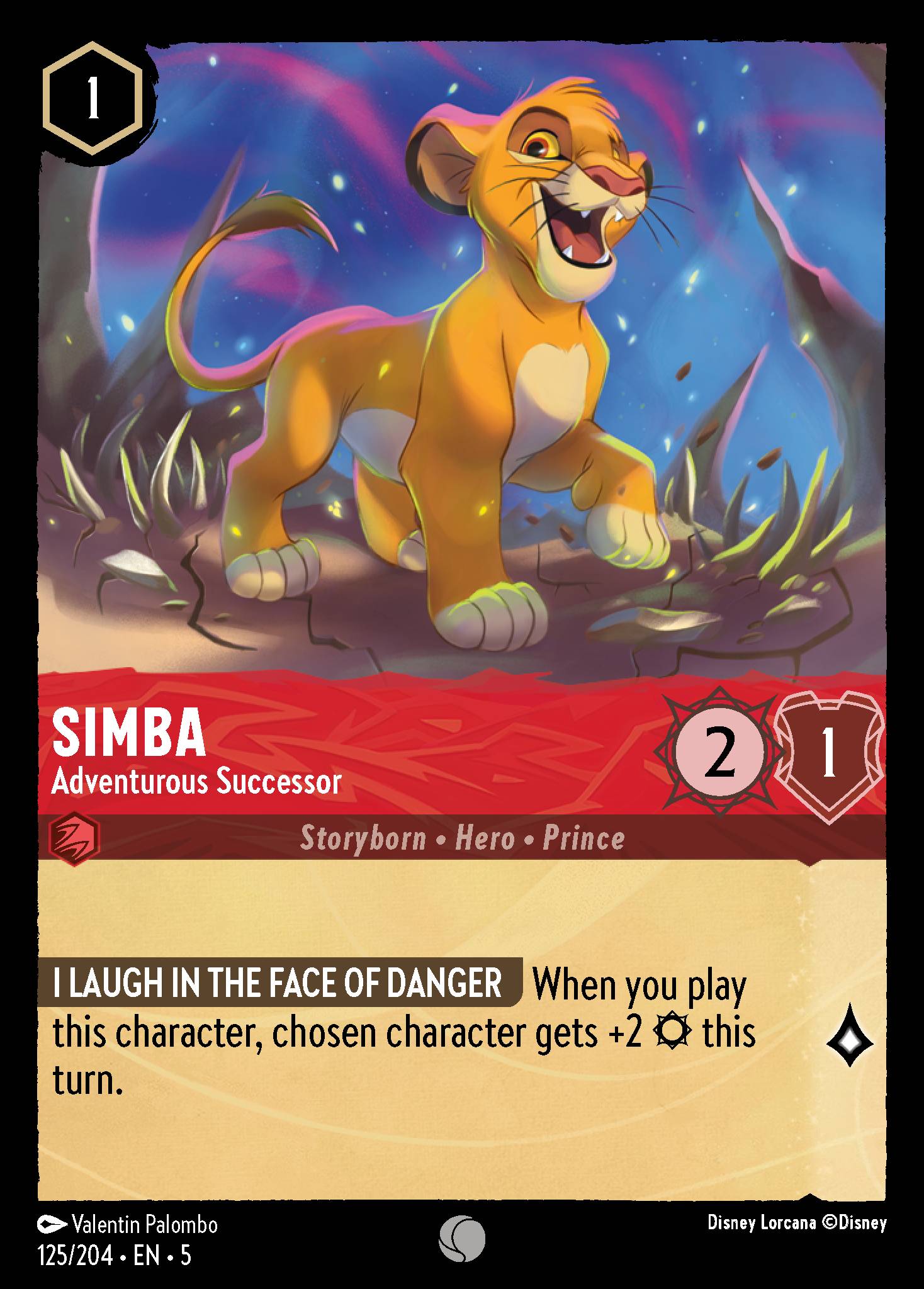 Simba - Adventurous Successor - Common Normal Disney Lorcana card from Shimmering Skies