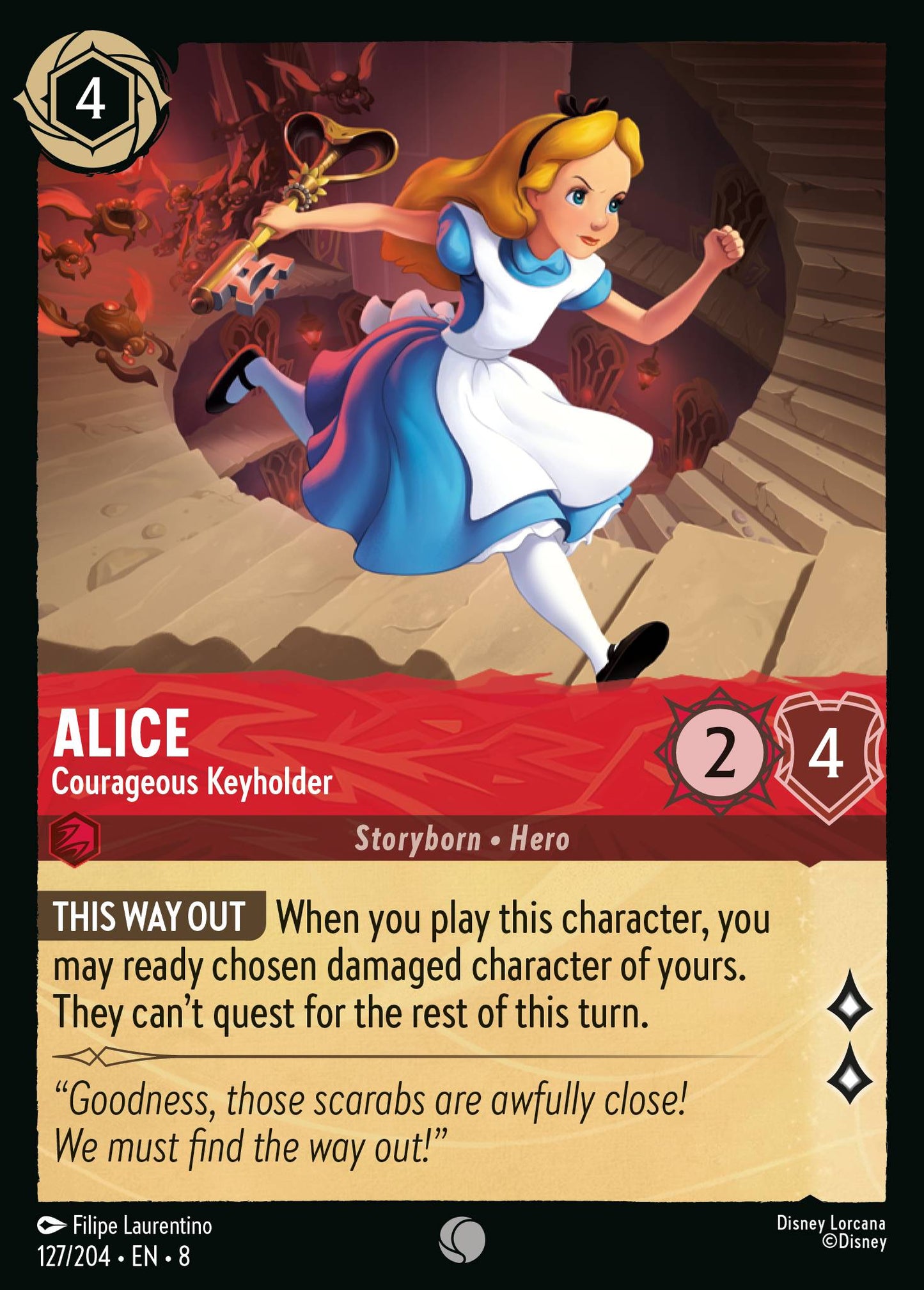 Alice - Courageous Keyholder - Common Normal Disney Lorcana card from The Reign of Jafar