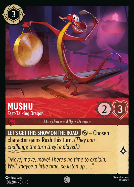 Mushu - Fast-Talking Dragon - Common Normal Disney Lorcana card from The Reign of Jafar