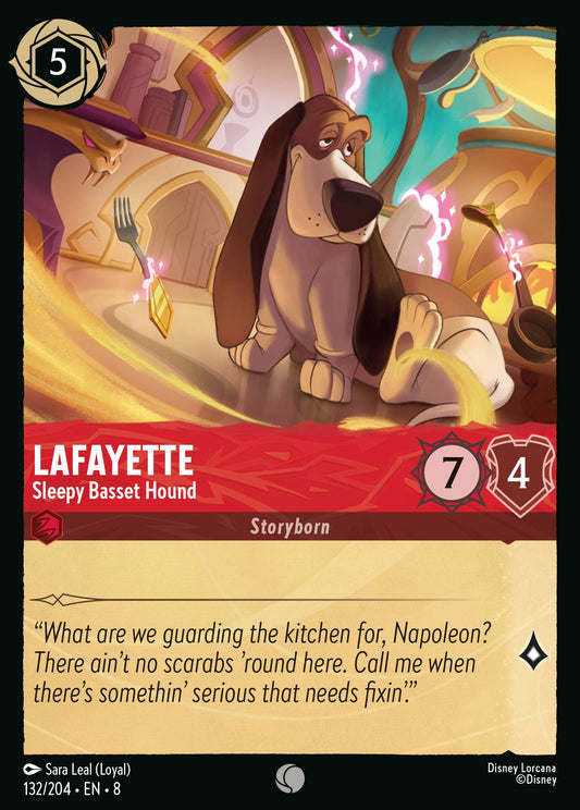 Lafayette - Sleepy Basset Hound - Common Normal Disney Lorcana card from The Reign of Jafar