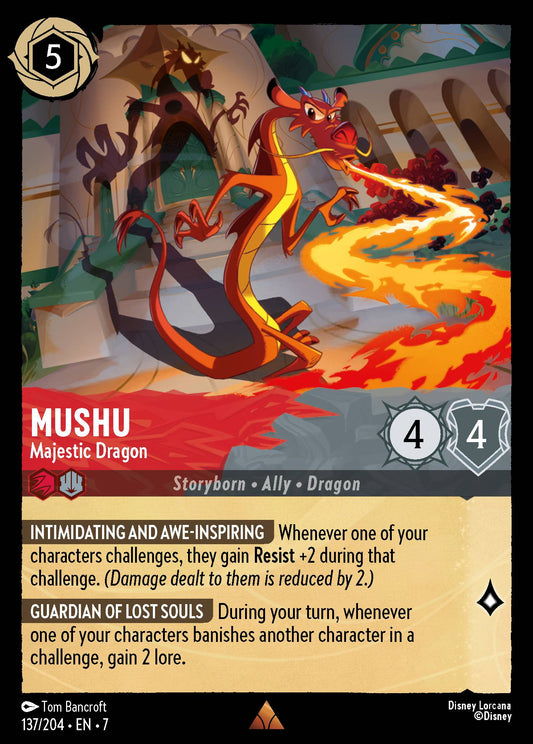 Mushu - Majestic Dragon - Rare Normal Disney Lorcana card from Archazia's Island