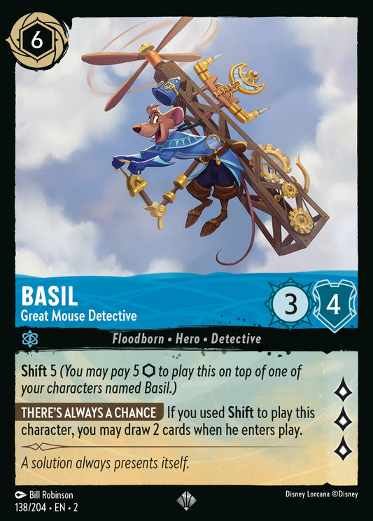 Basil - Great Mouse Detective - Super Rare Normal Disney Lorcana card from Rise of the Floodborn