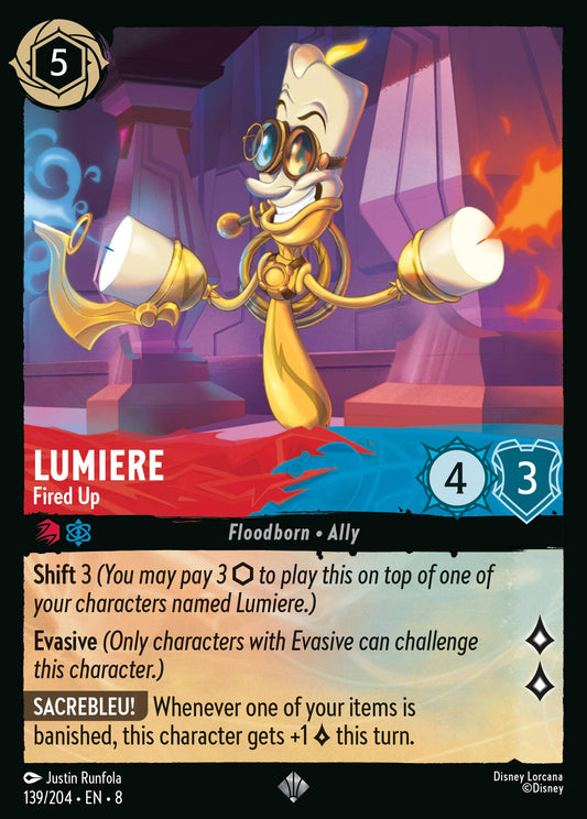 Lumiere - Fired Up - Super Rare Normal Disney Lorcana card from The Reign of Jafar