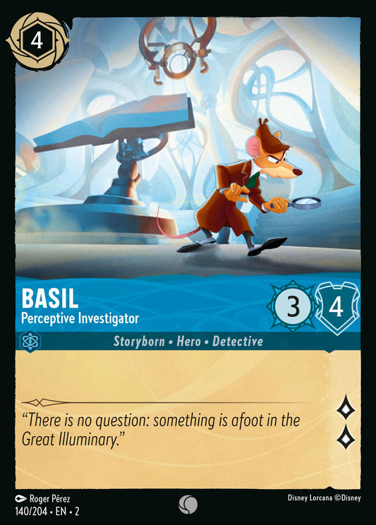 Basil - Perceptive Investigator - Common Normal Disney Lorcana card from Rise of the Floodborn