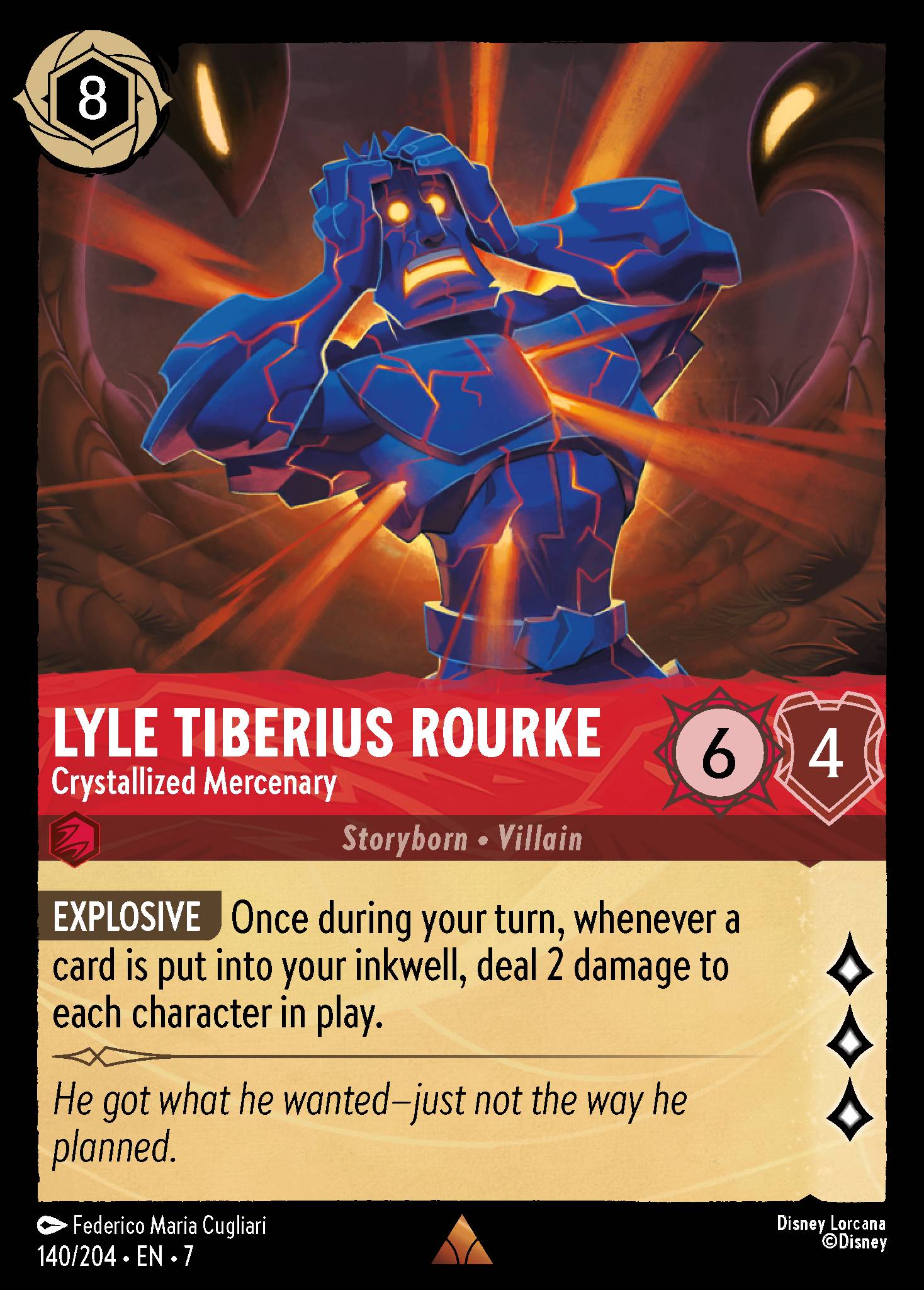 Lyle Tiberius Rourke - Crystallized Mercenary - Rare Normal Disney Lorcana card from Archazia's Island