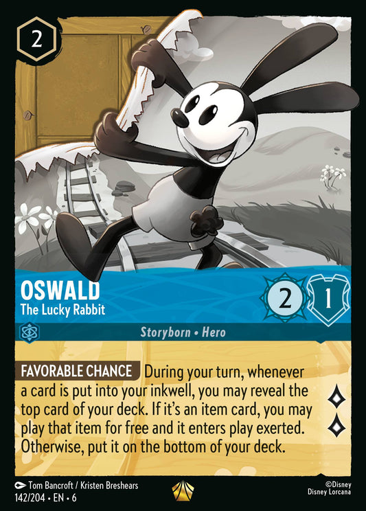 Oswald - The Lucky Rabbit - Legendary Normal Disney Lorcana card from Azurite Sea