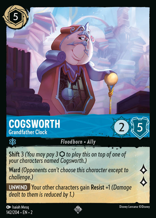 Cogsworth - Grandfather Clock - Super Rare Normal Disney Lorcana card from Rise of the Floodborn
