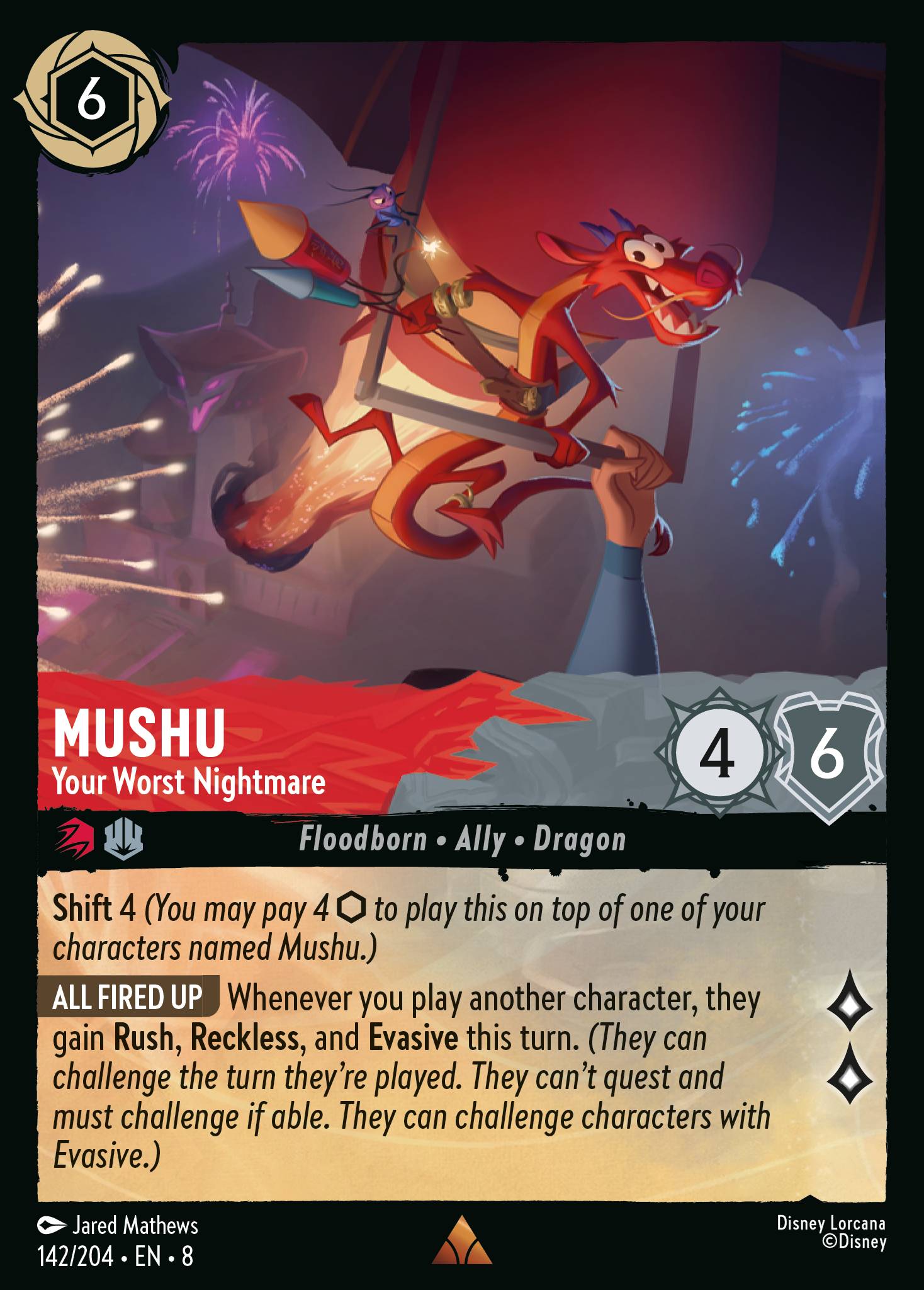 Mushu - Your Worst Nightmare - Rare Normal Disney Lorcana card from The Reign of Jafar