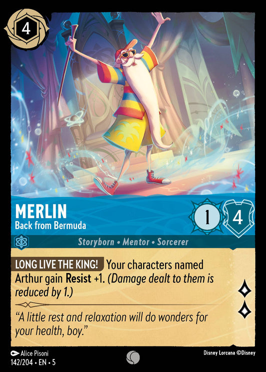 Merlin - Back from Bermuda - Common Normal Disney Lorcana card from Shimmering Skies