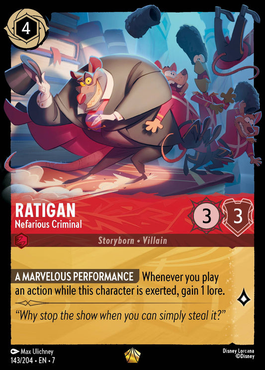 Ratigan - Nefarious Criminal - Legendary Normal Disney Lorcana card from Archazia's Island