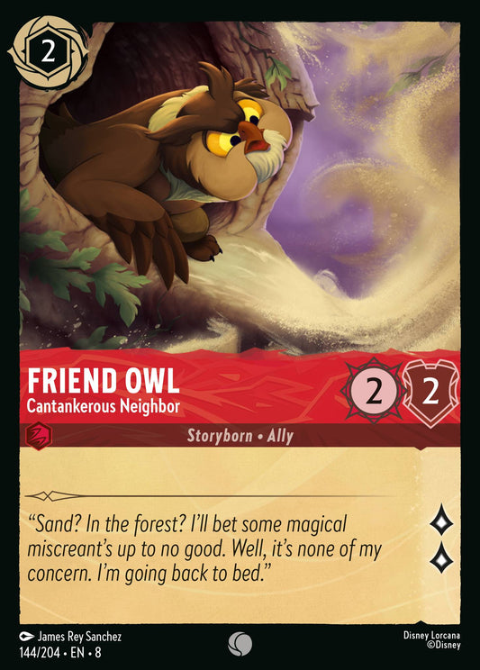 Friend Owl - Cantankerous Neighbor - Common Normal Disney Lorcana card from The Reign of Jafar