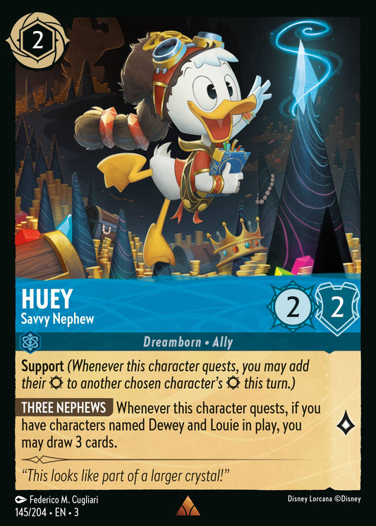 Huey - Savvy Nephew - Rare Normal Disney Lorcana card from Into the Inklands