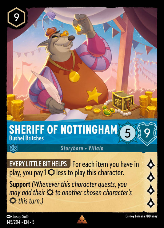Sheriff of Nottingham - Bushel Britches - Rare Normal Disney Lorcana card from Shimmering Skies