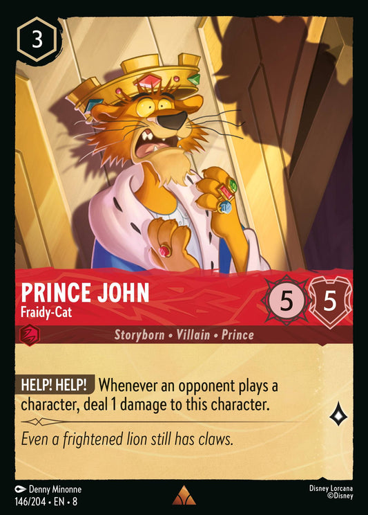 Prince John - Fraidy-Cat - Rare Normal Disney Lorcana card from The Reign of Jafar