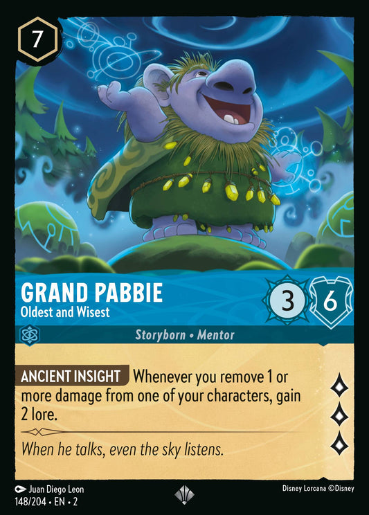 Grand Pabbie - Oldest and Wisest - Super Rare Normal Disney Lorcana card from Rise of the Floodborn