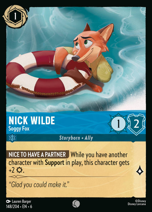 Nick Wilde - Soggy Fox - Common Normal Disney Lorcana card from Azurite Sea