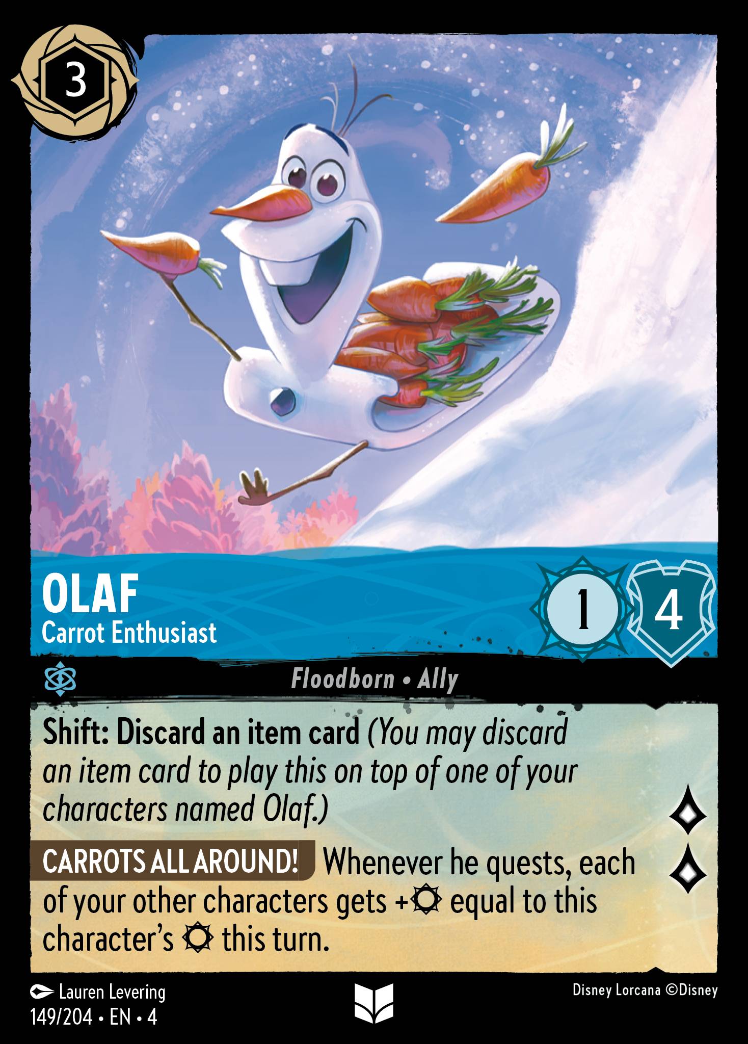 Olaf - Carrot Enthusiast - Uncommon Normal Disney Lorcana card from Ursula's Return