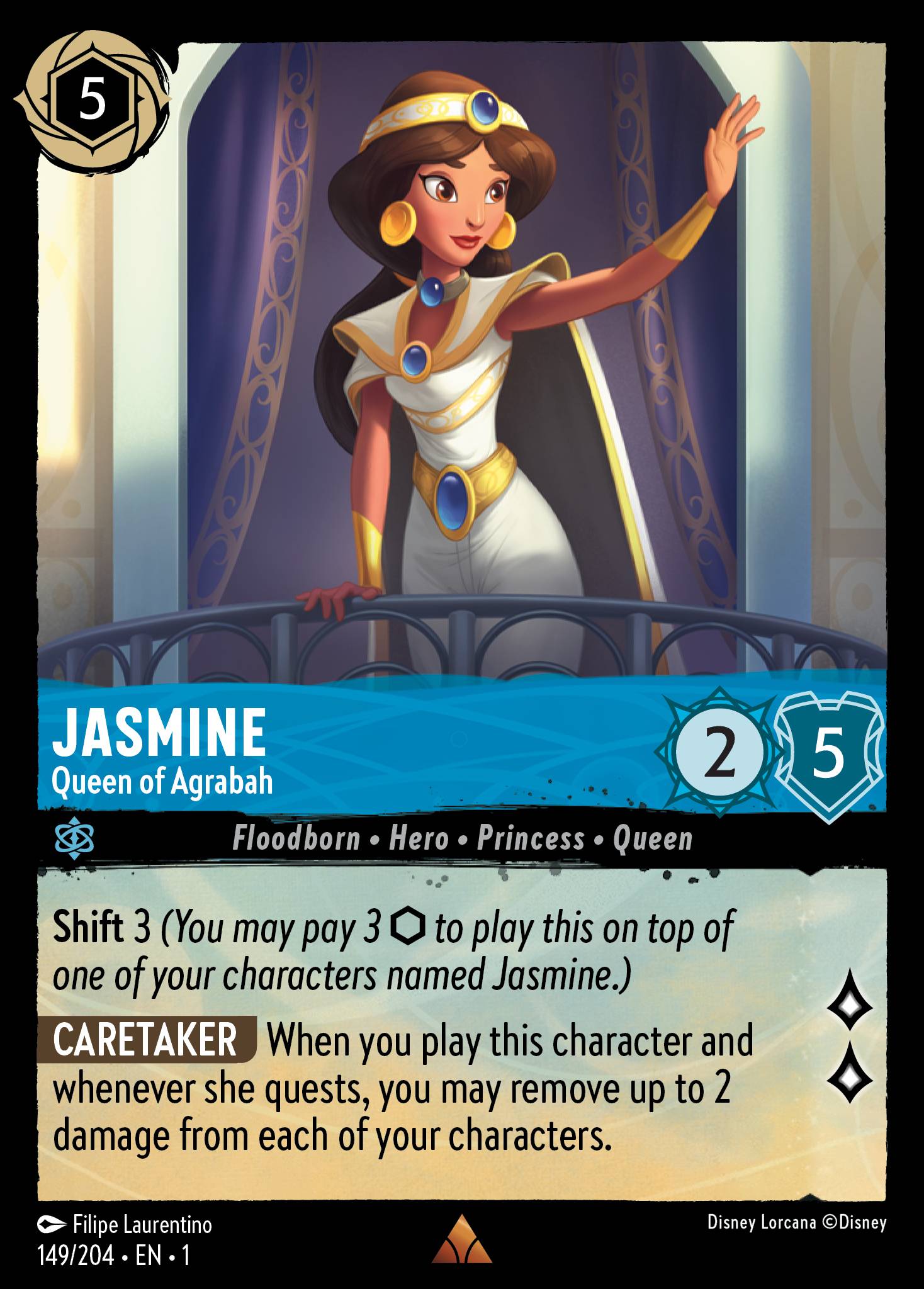 Jasmine - Queen of Agrabah - Rare Normal Disney Lorcana card from The First Chapter