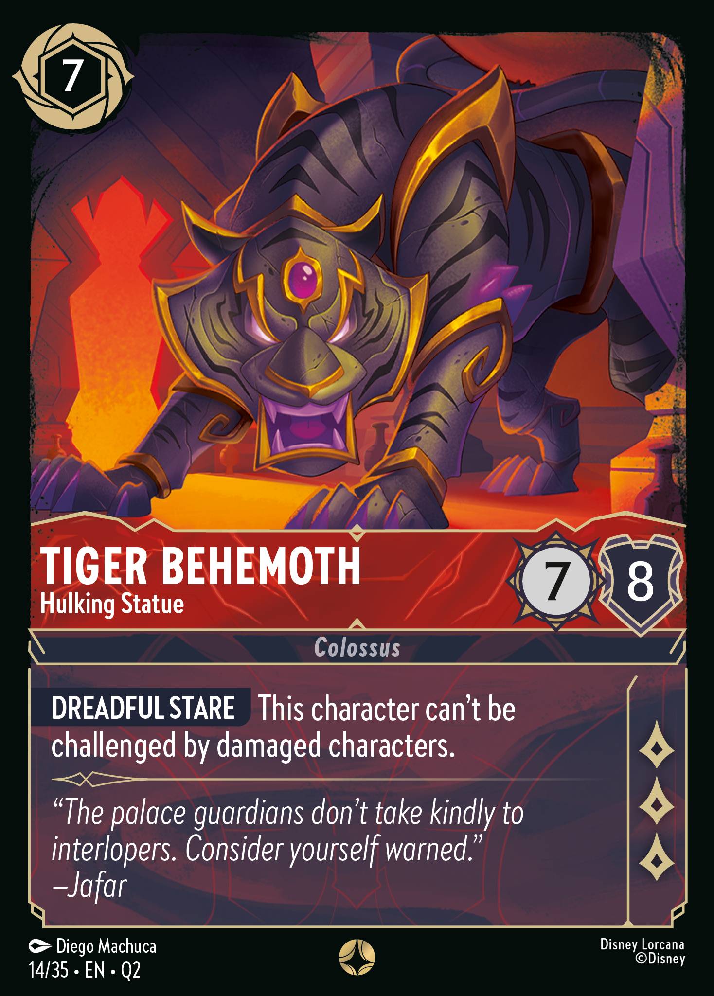 Tiger Behemoth - Hulking Statue - Special Normal Disney Lorcana card from Unknown Set