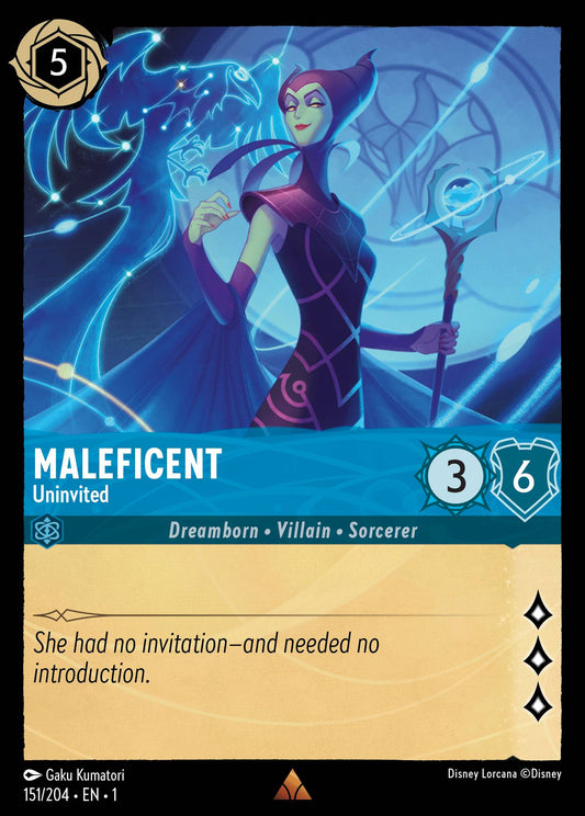 Maleficent - Uninvited - Rare Normal Disney Lorcana card from The First Chapter