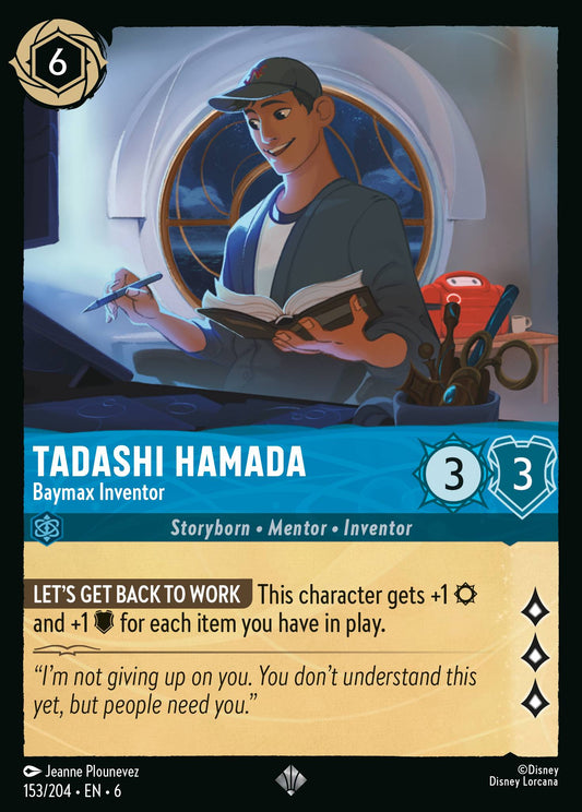 Tadashi Hamada - Baymax Inventor - Super Rare Normal Disney Lorcana card from Azurite Sea