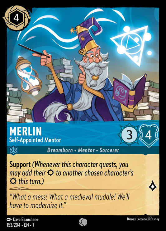 Merlin - Self-Appointed Mentor - Common Normal Disney Lorcana card from The First Chapter