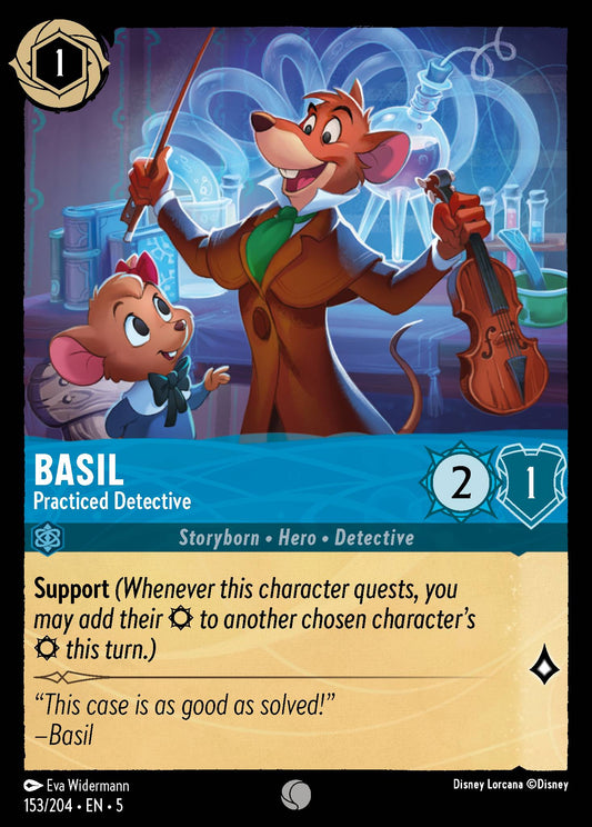 Basil - Practiced Detective - Common Normal Disney Lorcana card from Shimmering Skies