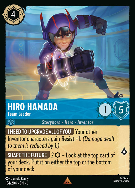 Hiro Hamada - Team Leader - Rare Normal Disney Lorcana card from Azurite Sea