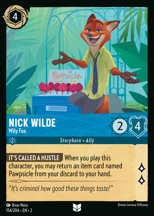 Nick Wilde - Wily Fox - Uncommon Normal Disney Lorcana card from Rise of the Floodborn