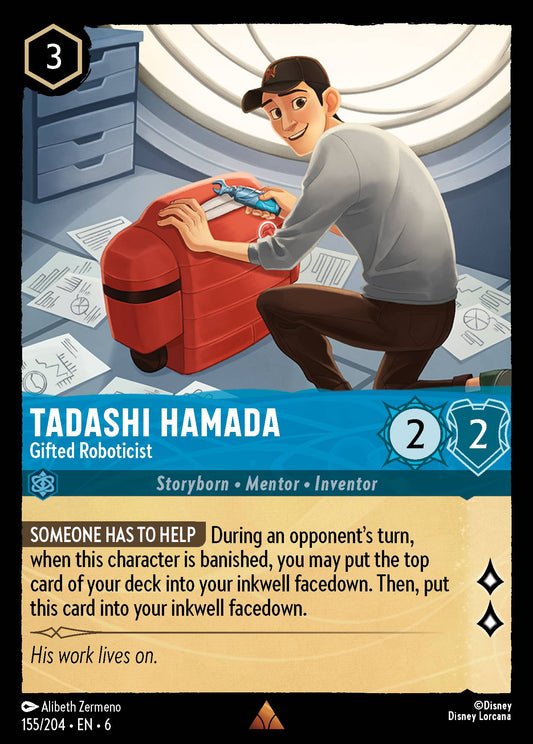 Tadashi Hamada - Gifted Roboticist - Rare Normal Disney Lorcana card from Azurite Sea