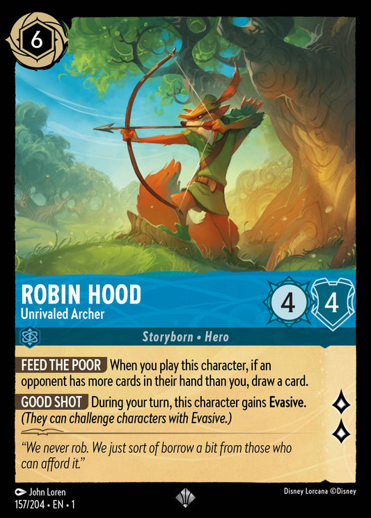 Robin Hood - Unrivaled Archer - Super Rare Normal Disney Lorcana card from The First Chapter