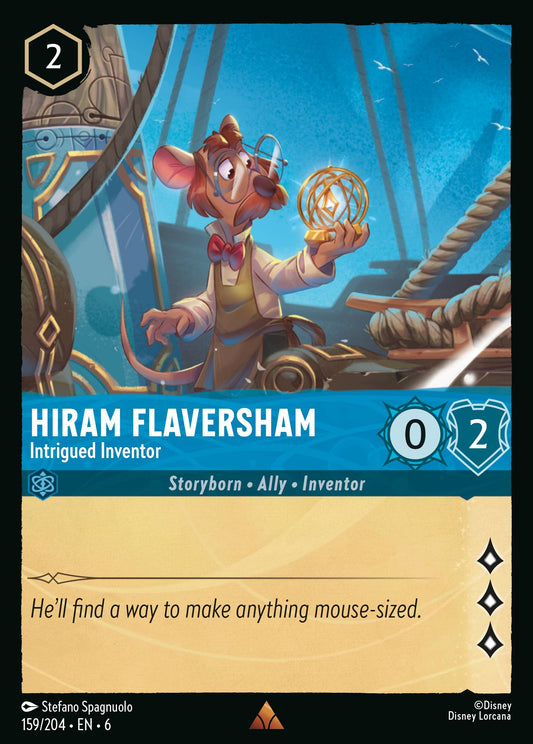 Hiram Flaversham - Intrigued Inventor - Rare Normal Disney Lorcana card from Azurite Sea