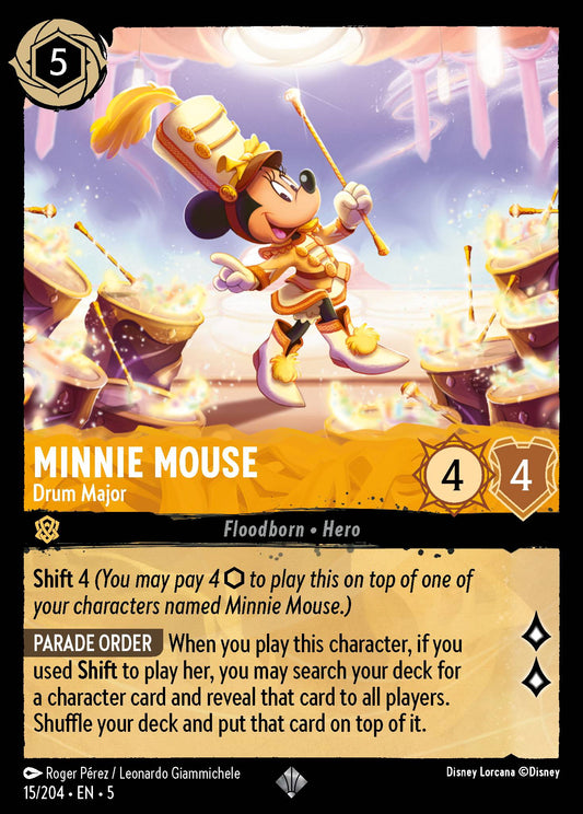 Minnie Mouse - Drum Major - Super Rare Normal Disney Lorcana card from Shimmering Skies