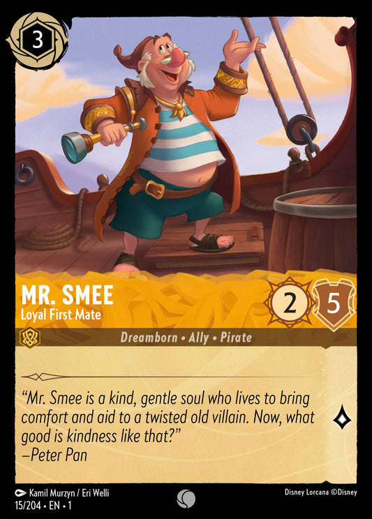 Mr. Smee - Loyal First Mate - Common Normal Disney Lorcana card from The First Chapter