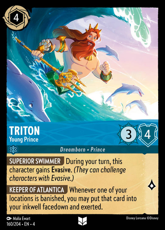 Triton - Young Prince - Uncommon Normal Disney Lorcana card from Ursula's Return