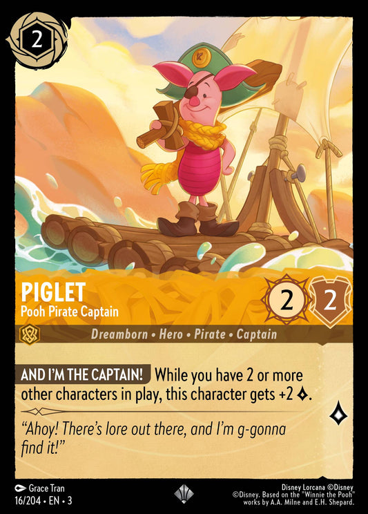 Piglet - Pooh Pirate Captain - Super Rare Normal Disney Lorcana card from Into the Inklands