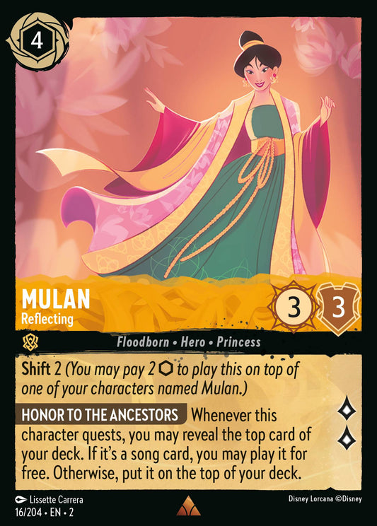 Mulan - Reflecting - Rare Normal Disney Lorcana card from Rise of the Floodborn