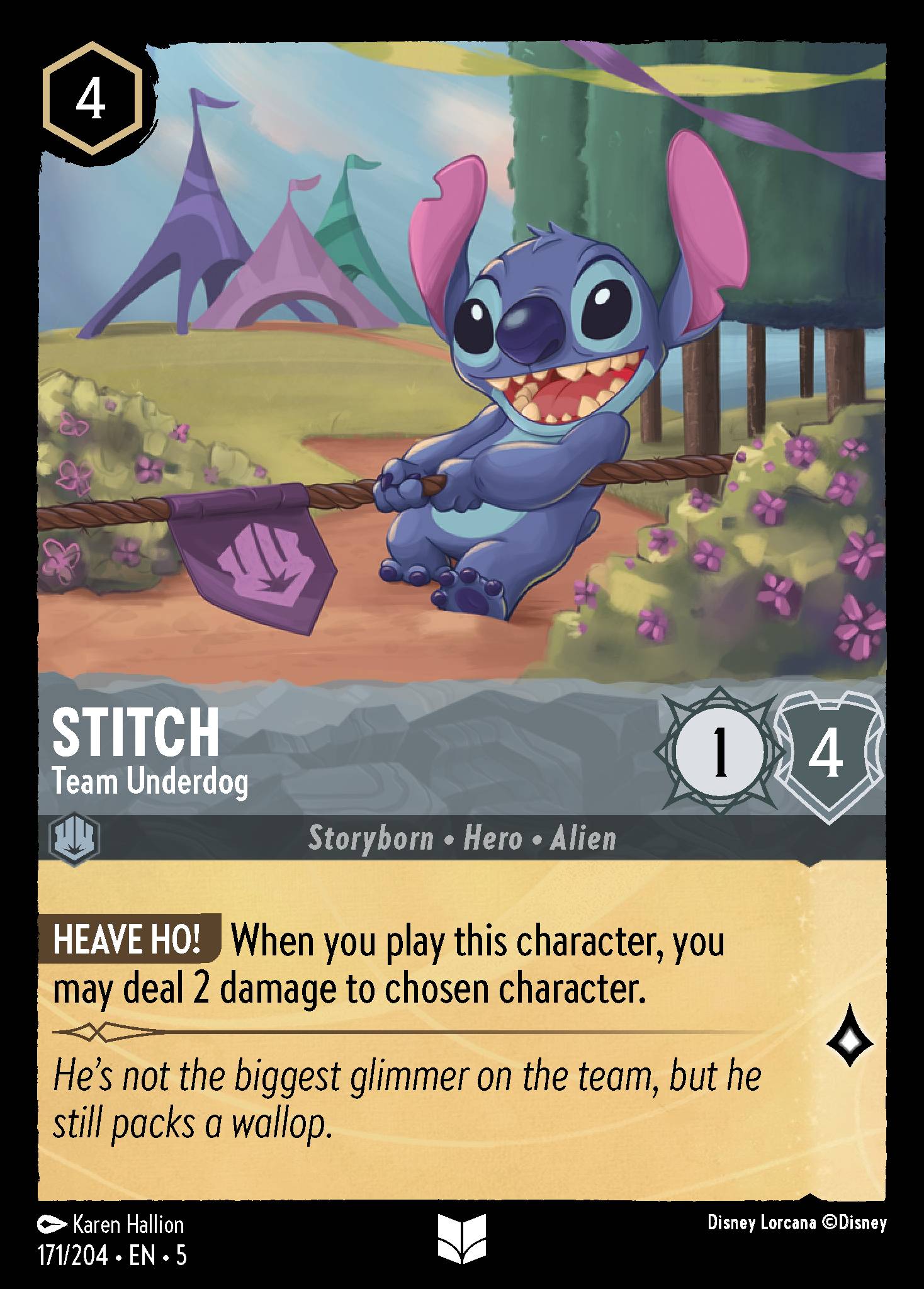 Stitch - Team Underdog - Uncommon Normal Disney Lorcana card from Shimmering Skies