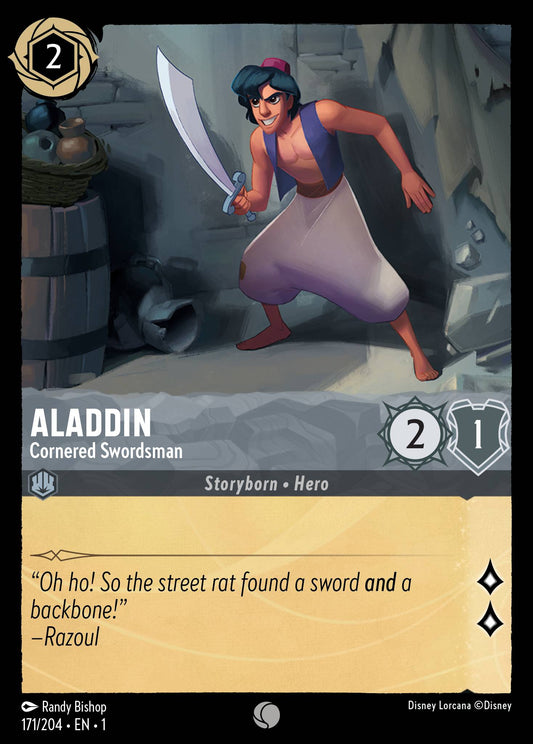 Aladdin - Cornered Swordsman - Common Normal Disney Lorcana card from The First Chapter