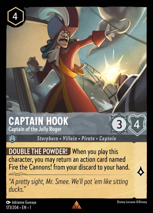Captain Hook - Captain of the Jolly Roger - Rare Normal Disney Lorcana card from The First Chapter