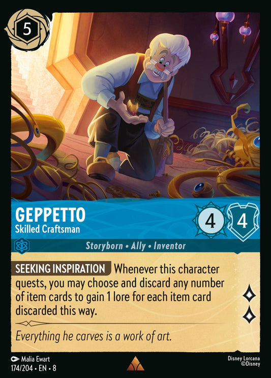Geppetto - Skilled Craftsman - Rare Normal Disney Lorcana card from The Reign of Jafar
