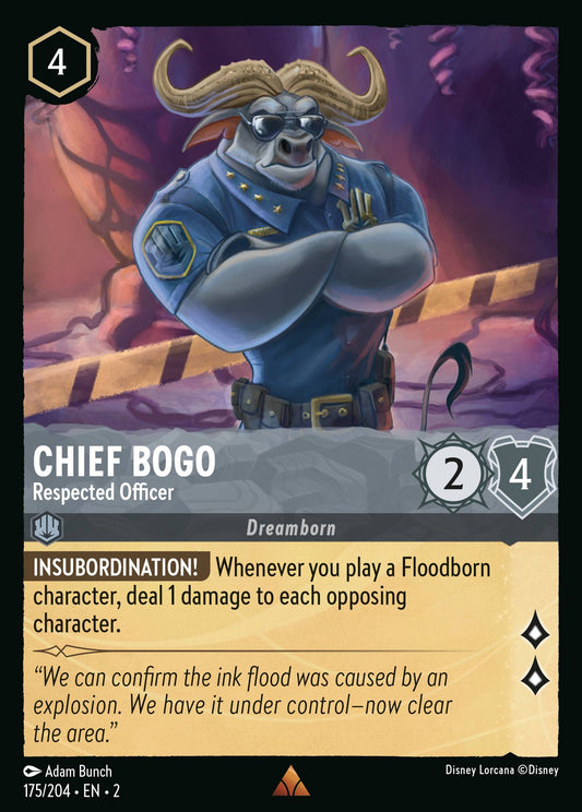 Chief Bogo - Respected Officer - Rare Normal Disney Lorcana card from Rise of the Floodborn