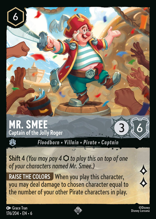 Mr. Smee - Captain of the Jolly Roger - Super Rare Normal Disney Lorcana card from Azurite Sea