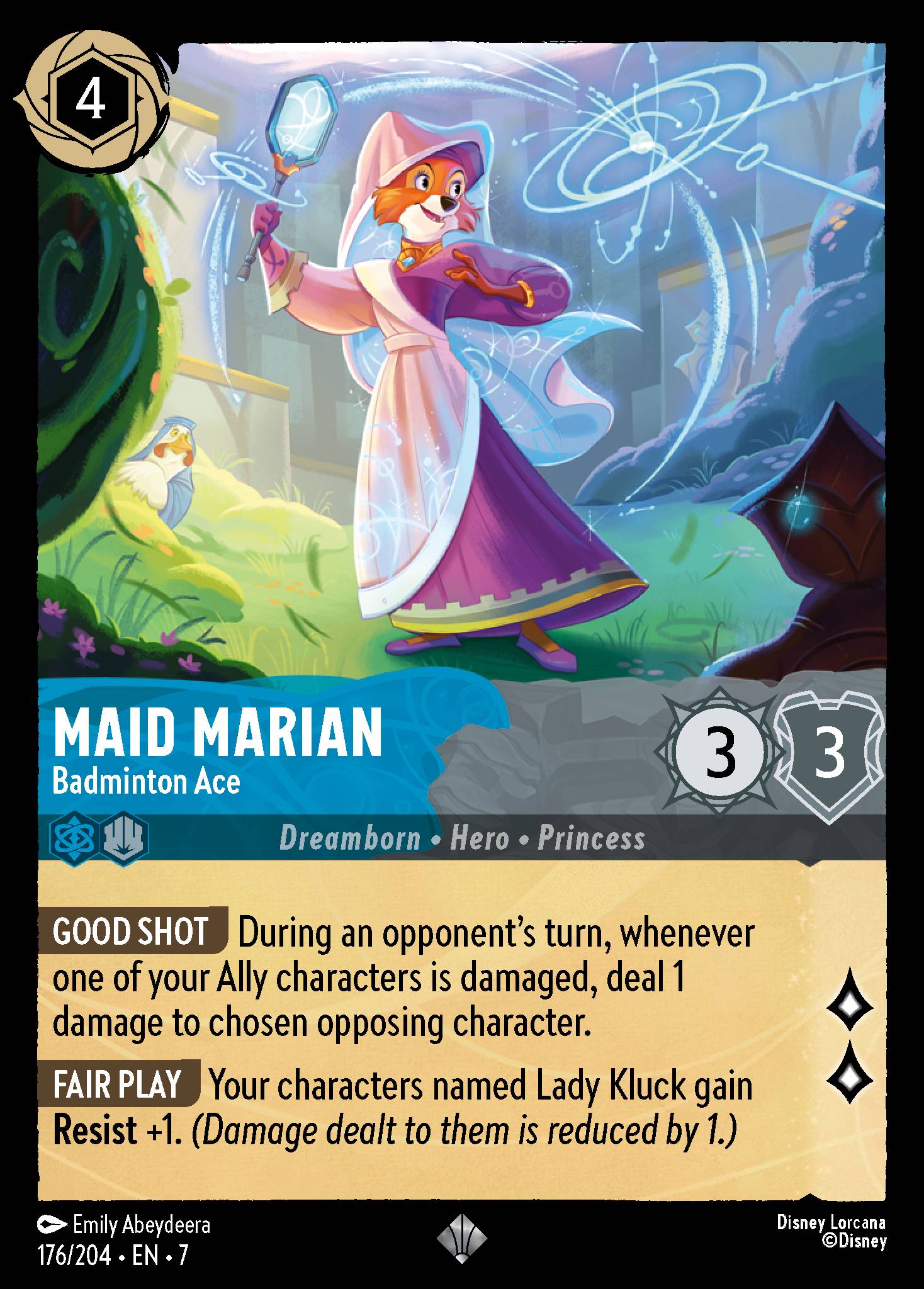 Maid Marian - Badminton Ace - Super Rare Normal Disney Lorcana card from Archazia's Island