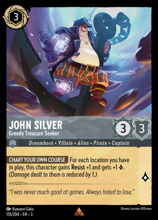 John Silver - Greedy Treasure Seeker - Rare Normal Disney Lorcana card from Into the Inklands