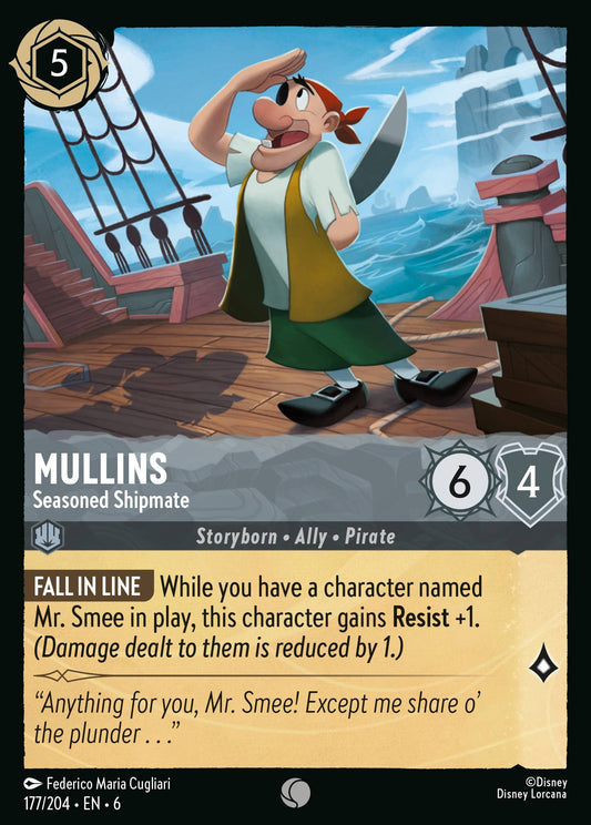 Mullins - Seasoned Shipmate - Common Normal Disney Lorcana card from Azurite Sea